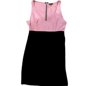 Miss Sixty Midi Pink And Black Dress With Belt Loops